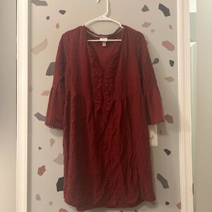 Red 3/4 sleeve dress